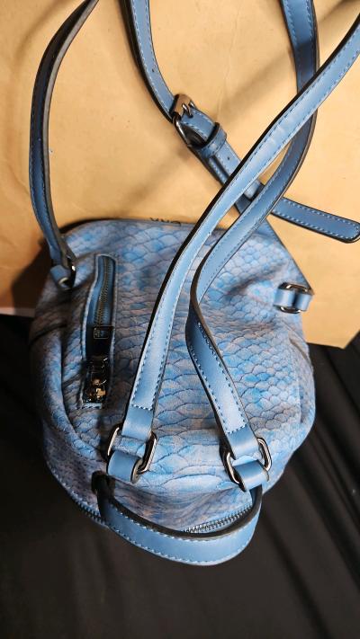 Chic Blue Snakeskin Embossed Mini Backpack  Exotic Textured - Thumbnail 2