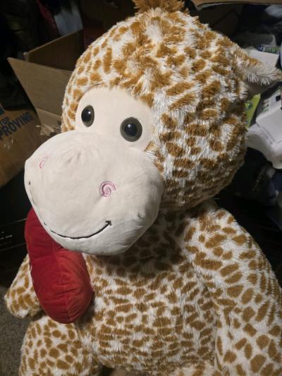 Giant Plush Giraffe with Red Heart  Valentine Stuffed Animal - Thumbnail 2