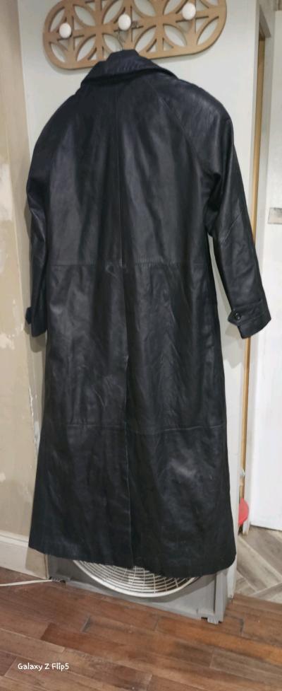 Leather trench coat
