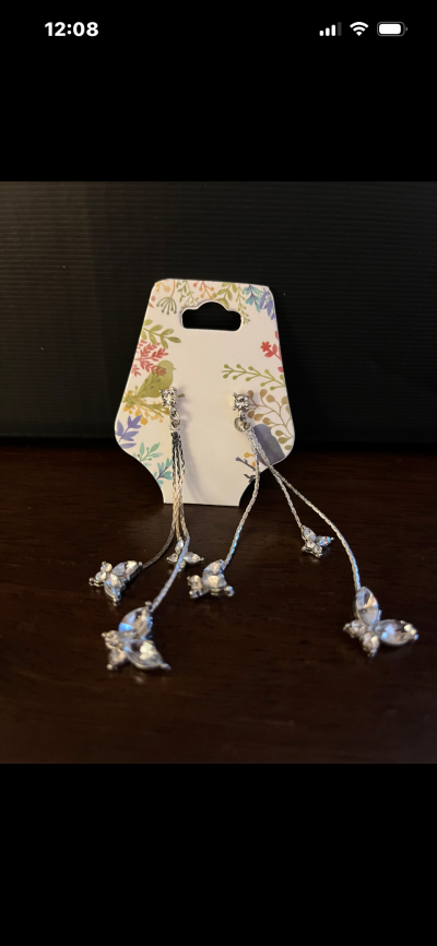 Silver Two Winged Butterfly Post Earrings