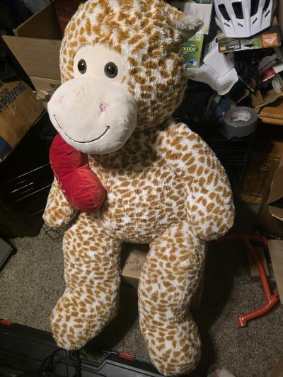 Giant Plush Giraffe with Red Heart  Valentine Stuffed Animal