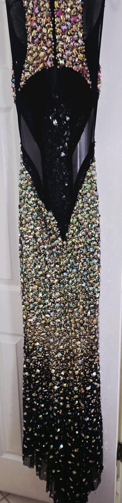 Simply Couture Black Mesh Backless Dress with Iridescent Cry - Thumbnail 4