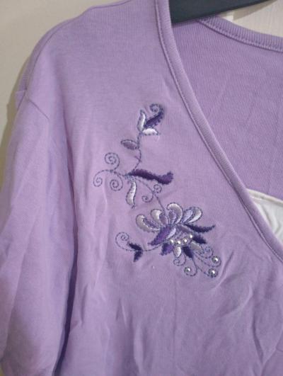 light purple blouse with flowers - Thumbnail 2