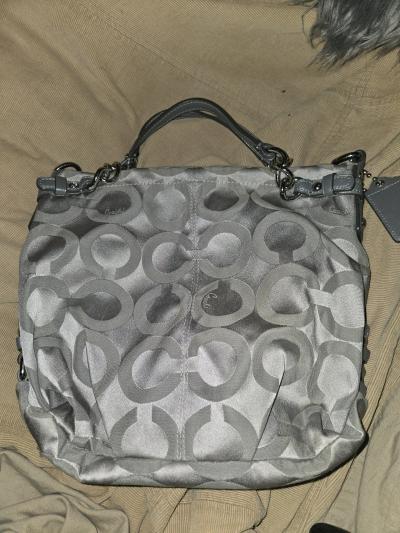 Coach Silver Gray Signature Jacquard Shoulder Bag