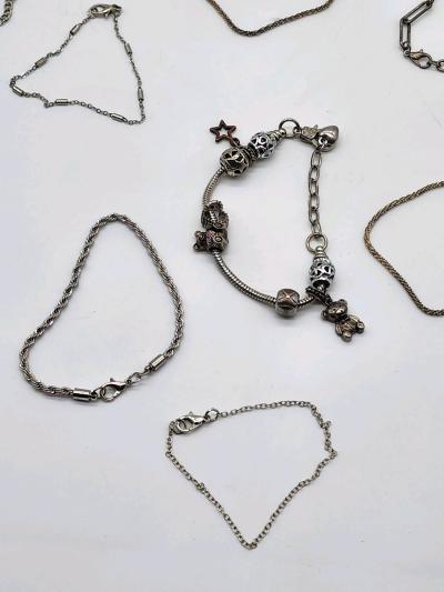 mixed lot of silver Tone bracelets 9pc - Thumbnail 5