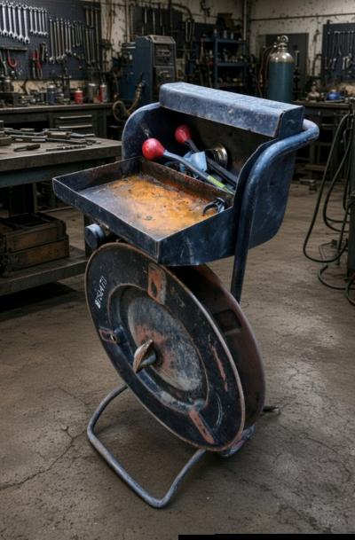 Vintage Industrial Steel Strapping Cart  Banding Dispenser