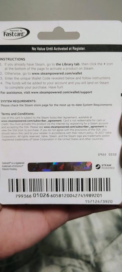 Two loaded and active 20 dollar Steam gaming cards - Thumbnail 3