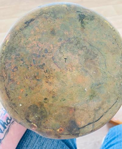American historical piece handmade Copper and bronze kettle - Thumbnail 4