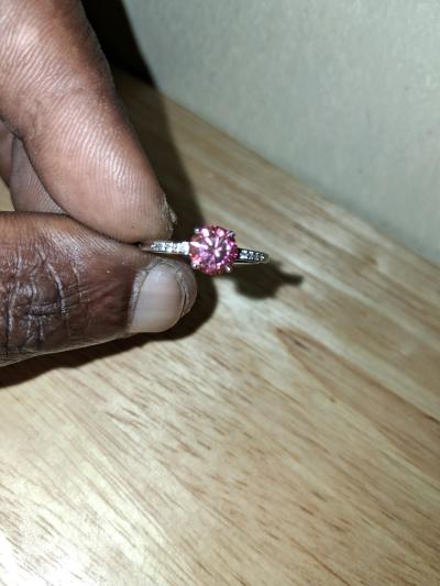 ladys round cut lab diamond engagement ring - Thumbnail 5