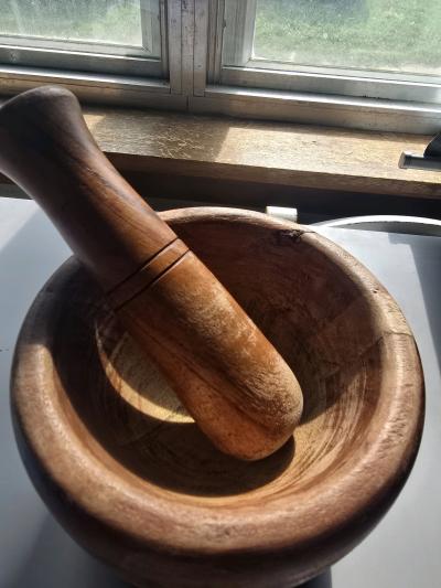 Set of 2 Mortar and Pestle 1 Wooden  1 Marble - Thumbnail 5