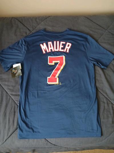 Majestic Minnesota Twins Brian Mauer Navy Blue Tshirt Size L