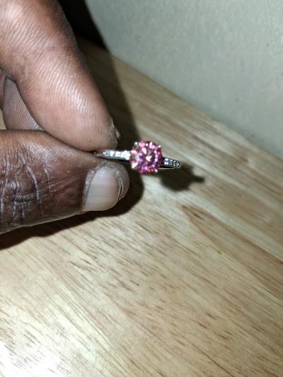 ladys round cut lab diamond engagement ring - Thumbnail 7