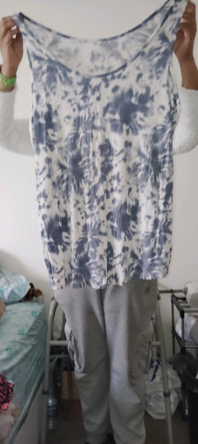 Womens short sleeve Tshirt light blue and white - Thumbnail 2