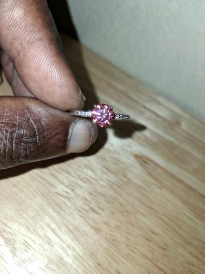 ladys round cut lab diamond engagement ring - Thumbnail 2