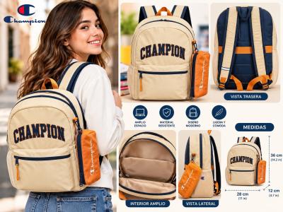 Mochila Champion Unisex Beige con Estuche Desmontable  Estil