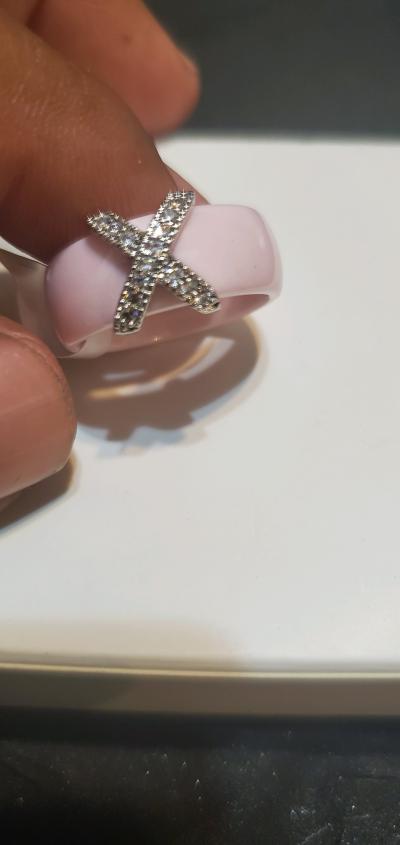 pink ceramic fashion ring featuring - Thumbnail 3