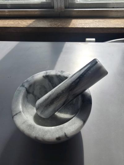 Set of 2 Mortar and Pestle 1 Wooden  1 Marble - Thumbnail 2