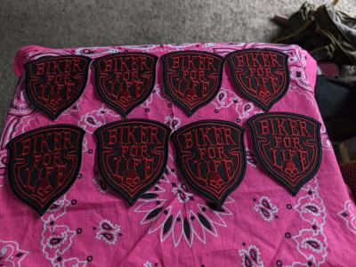 Iron On Patch Red and Black Biker for Life