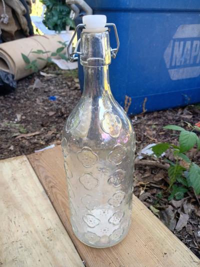 A  Vintage Rainbow Color Clear Glass with Cork Top