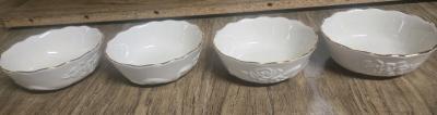 Vintage OMC Japan Lotus White Rice Bowl Porcelain Mint - Thumbnail 4