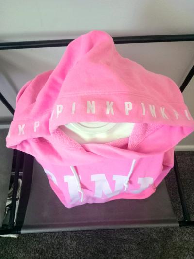 Victorias Secret PINK Campus Hoodie Surfer Hot Pink XS - Thumbnail 8