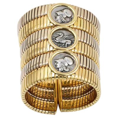 Bulgari Coin Tubogas Bangle in TwoTone 18K Gold  Signed Esta - Thumbnail 4