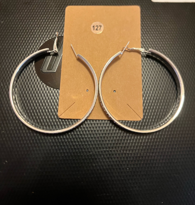Silver Tone Double Rhinestone Hoops