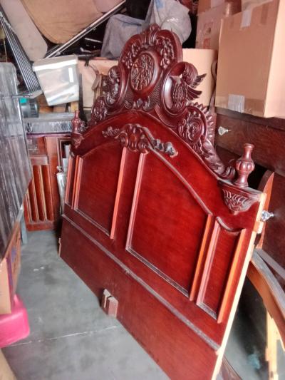Hand carved bed with canopy antique