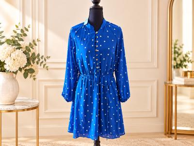 Ann Taylor Womens Blue Polka Dot - Thumbnail 2