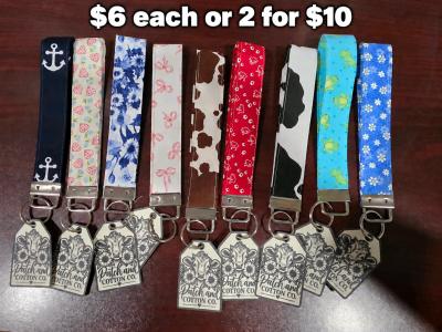 Handmade Fabric Wristlet Keychains  6 Each or 2 for 10