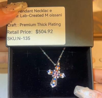 Lab Created moissanite diamond pendant with a silver chain