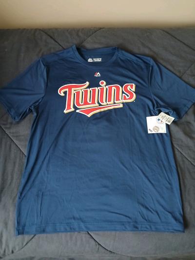 Majestic Minnesota Twins Brian Mauer Navy Blue Tshirt Size L - Thumbnail 2