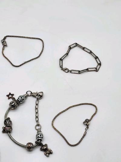 mixed lot of silver Tone bracelets 9pc - Thumbnail 4