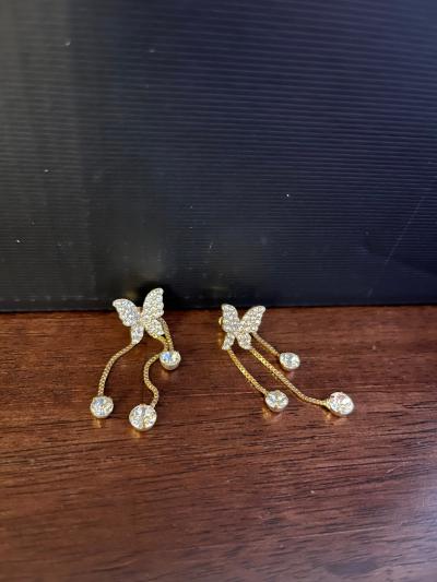 Gold Full Winged Butterfly Post Earrings