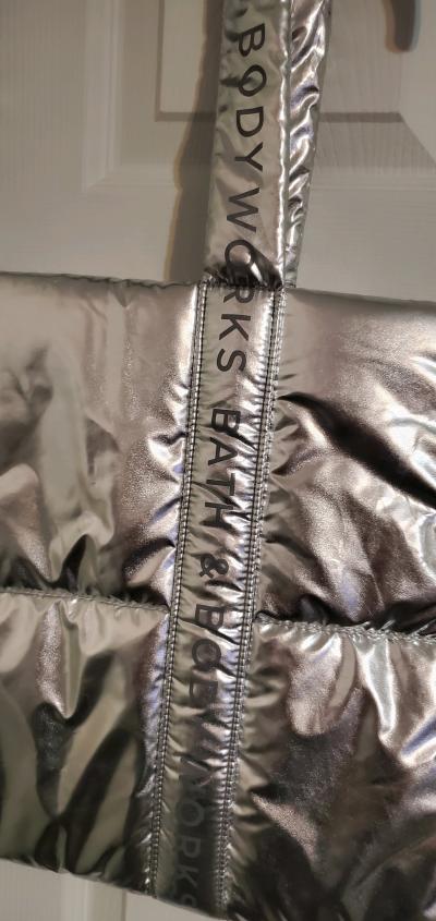 Bath  Body Works Silver Puffer Tote Bag - Thumbnail 2