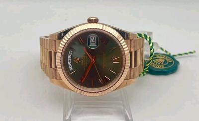 DayDate Rose Gold 40mm Olive green with box and papers - Thumbnail 2