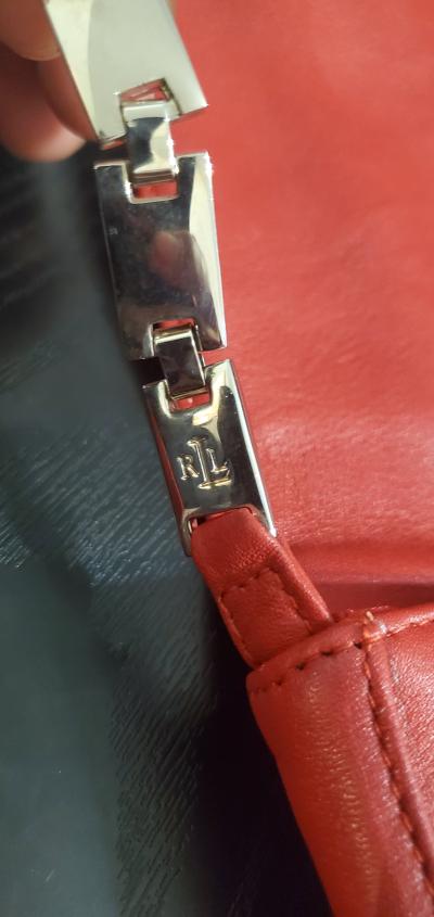 red leather crossbody bag featuring the RL - Thumbnail 3