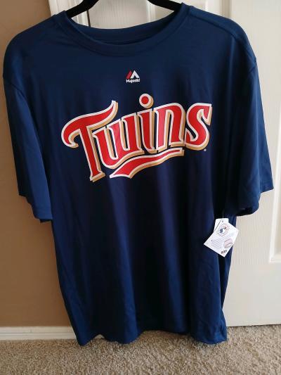 Majestic Minnesota Twins Brian Mauer Navy Blue Tshirt Size L - Thumbnail 7