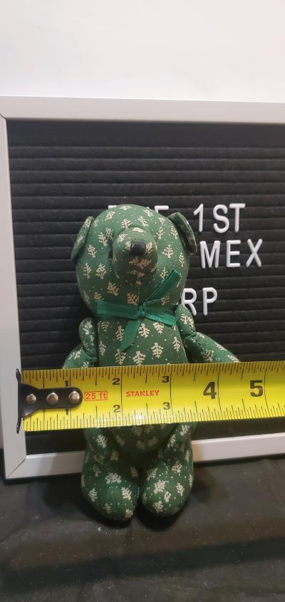 green patterned fabric teddy bear - Thumbnail 5
