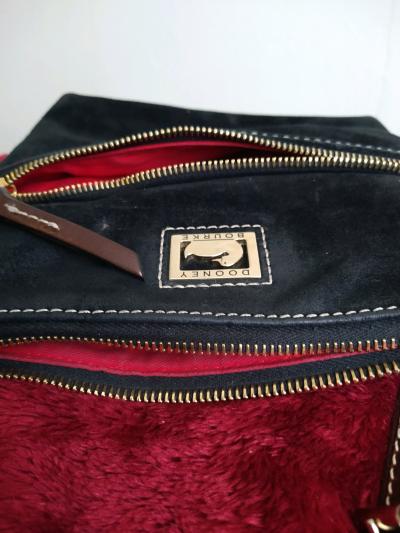 Dooney Bourke Black Suede Leather crossbody bag Red Interior - Thumbnail 3