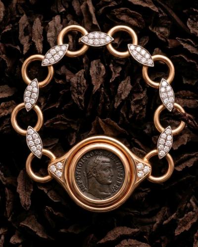 Bvlgari 18K Gold Ancient Coin Diamond Bracelet Circa 1966 2c - Thumbnail 5