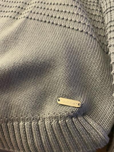 This is a grey Calvin Klein Womens Buttoned CowlNeck Sweater - Thumbnail 2