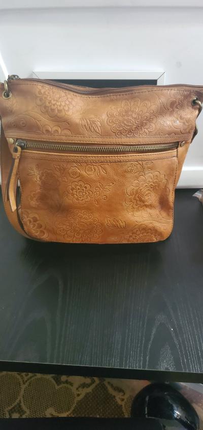 Fossil Embossed Leather Crossbody Bag