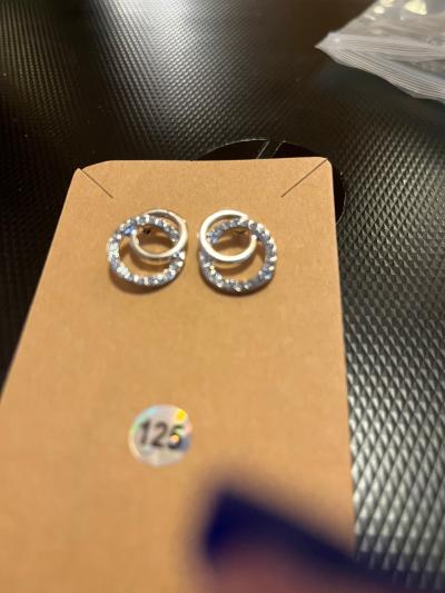 Double Hoop Rhinestone Post Earrings