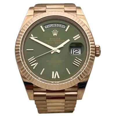 DayDate Rose Gold 40mm Olive green with box and papers - Thumbnail 4