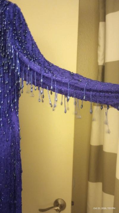 Royal Blue Sik and Rayon Beaded Gatsby Dress - Thumbnail 5