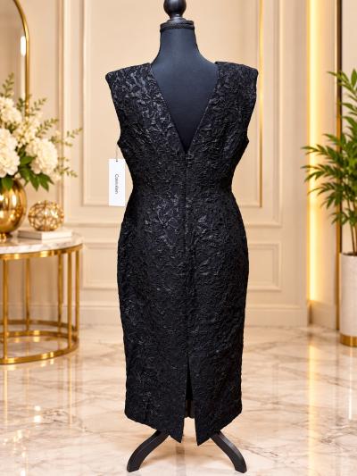 Calvin Klein Womens Black Floral Jacquard Sheath Dress  Size - Thumbnail 3