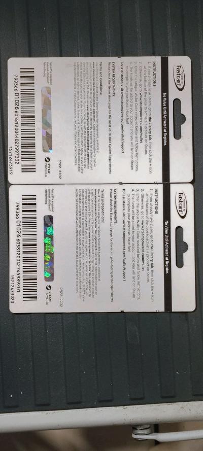 Two loaded and active 20 dollar Steam gaming cards - Thumbnail 2