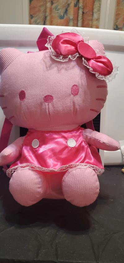 Hello Kitty Pink Plush Backpack  Cute Satin Dress  New Witho