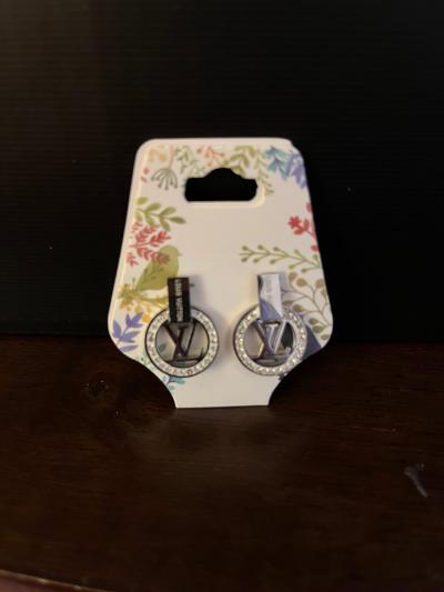 Silver Earrings with Rhinestone Accents